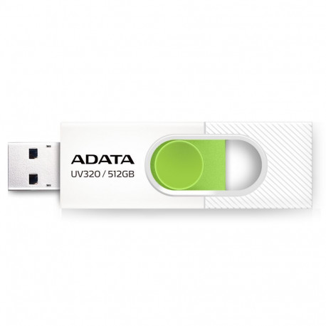 ADATA AUV320 512GB USB Flash Drive, White/Green