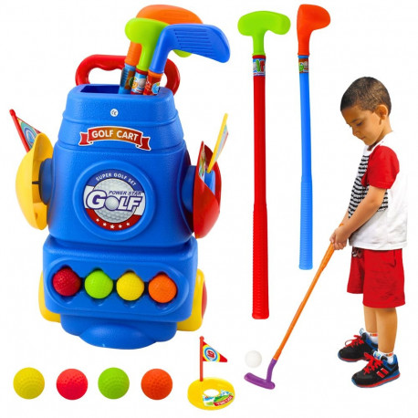 Golfimängukomplekt käru, 3 golfikeppi, 2 lippu, 4 palli