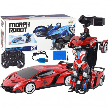 Robot-transformatsioon auto R/C 1:10 punane žestjuhtimine