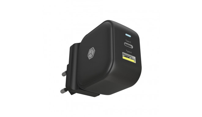 "ICY BOX Charger 38W 2-Port USB-A 18W/USB-C 30W Black"
