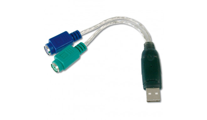 "DIGITUS Adapterkabel USB1.1 -> 2xPS/2 St/Bu 2xMini-Din6/F"