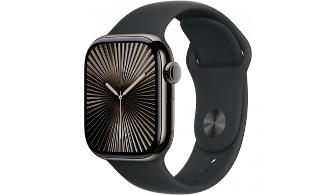 "APPLE Watch Series 10 GPS + Cellular 42mm Slate Titanium Case with Black Sport Band - S/M"