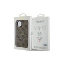 Guess 4G Collection Leather Metal Logo MagSafe Case for iPhone 15/14/13 - Brown