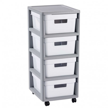 Curver ratastel sahtlikapp 4 sahtliga 11L Infinity 30x36x69cm hall/valge 0804355Y36