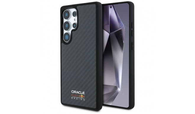 Red Bull päris süsinikkiust läikiva logoga MagSafe ümbris Samsung Galaxy S25 Ultra must