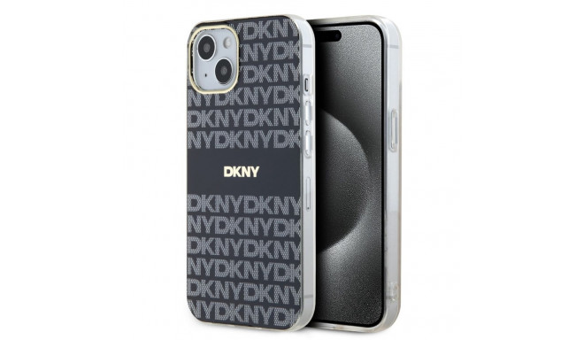 DKNY - DKNY PC/TPU Repeat Pattern Tonal Stripe Magsafe Case for iPhone 15 Black