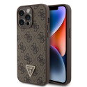 Guess - Guess PU 4G Strass Triangle Metal Logo Case for iPhone 15 Pro Max Brown