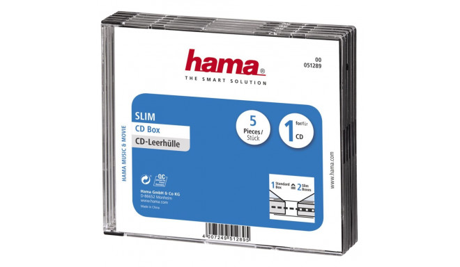 CD-karp õhuke ühele must Hama, pakk (5 CD-karpi pakis)