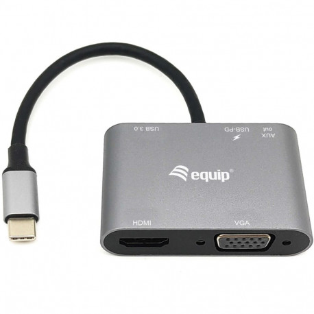 "Equip Dock USB-C->HDMI.VGA.USB3.0.AUX.100WPD 15cm sw"