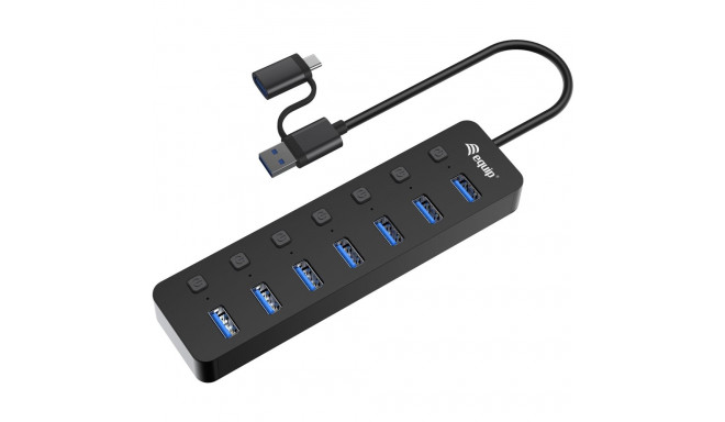 "Equip USB-Hub 7-Port 3.2 ->7x3.2 5Gbps m.Netzteil sw"