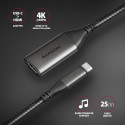 AXAGON RVC-HI2M USB-C–HDMI 2.0 adapter 4K/60Hz alumiiniumist – 25 cm AXAGON RVC-HI2M USB-C–HDMI 2.0 adapter 4K/60Hz alumiiniumist – 25 cm