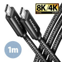 AXAGON BUCM432-CM10AB USB-C to USB-C kaabel USB4 Gen 3 x 2 1m PD 100W 8K HD ALU punutud – must
