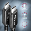 AXAGON BUCM432-CM10AB USB-C to USB-C kaabel USB4 Gen 3 x 2 1m PD 100W 8K HD ALU punutud – must