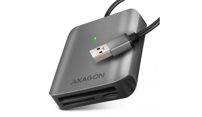 Axagon alumiiniumist suur kiirusega USB-A 3.2 Gen 1 mälukaardilugeja UHS-II jaoks 3 pesaga