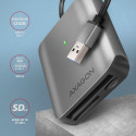 Axagon Aluminum high-speed USB-A 3.2 Gen 1 memory card reader. 3 slots UHS-II.