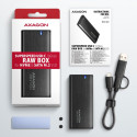 Axagon External USB-C 3.2 Gen 2 metal box for M.2 NVMe & SATA SSD disk. Screwless.