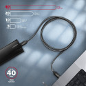 AXAGON BUCM432-CM10AB USB-C to USB-C kaabel USB4 Gen 3 x 2 1m PD 100W 8K HD ALU punutud – must