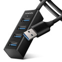 AXAGON HUE-M1AL mini USB-A-hub 4x USB-A 3.2 Gen 1 hõbedane - 1,2 m