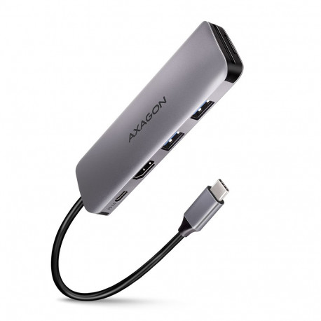 AXAGON HMC-5 USB-C-hub 2x USB-A HDMI 2x USB-C 3.2 Gen 1 1x SD 1x microSD hõbedane