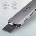 AXAGON HMC-5 USB-C-hub 2x USB-A HDMI 2x USB-C 3.2 Gen 1 1x SD 1x microSD hõbedane