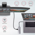 AXAGON HMC-5 USB-C-hub 2x USB-A HDMI 2x USB-C 3.2 Gen 1 1x SD 1x microSD hõbedane