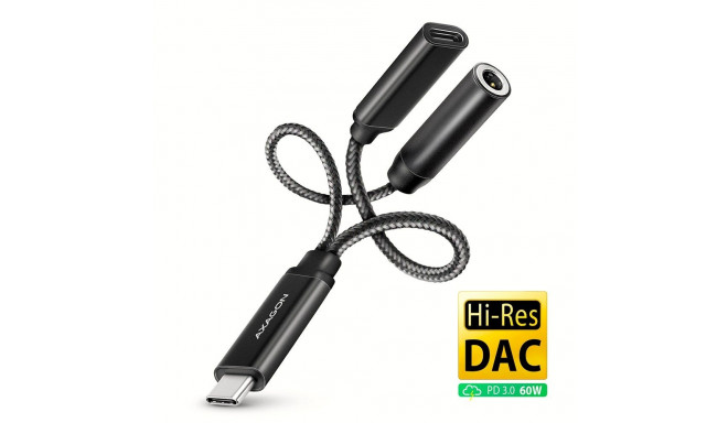 Axagon ADA-HCPD audio-kaabel 0.1 m USB-C, 3.5 mm USB-C must
