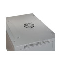 Wall-mounted network cabinet 19" 9U rack 600x450, door pane, grey, not folded, 60kg