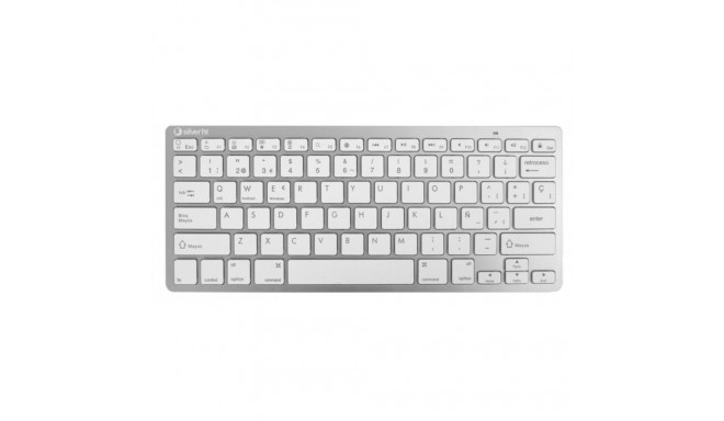 Klaviatuur Silver HT Teclado Inalámbrico Colors Edition - Blanco Hispaaniakeelne Qwerty Hõbedane