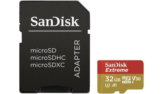 SanDisk memory card microSDHC 32GB Extreme V30 A1 + adapter