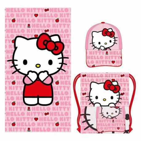 Pludmales dvielis Hello Kitty Rozā