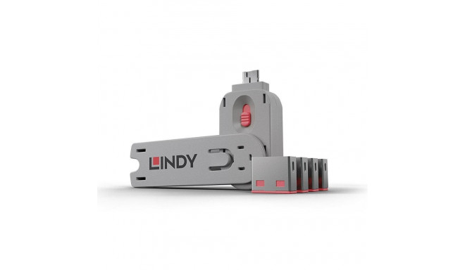 LINDY USB PORT BLOCKER 4PACK/PINK 40450