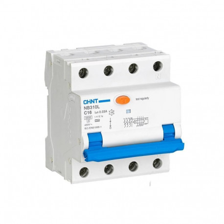 Chint Circuit breaker RCBO, NB310L/3N, 3P+N, C20, 30mA, A, 6kA NB310L3PN30MAA20C