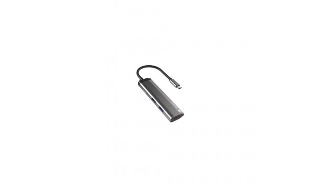 Natec Multi-Port Adapter Fowler Slim 0.15 m, Grey, USB Type-C