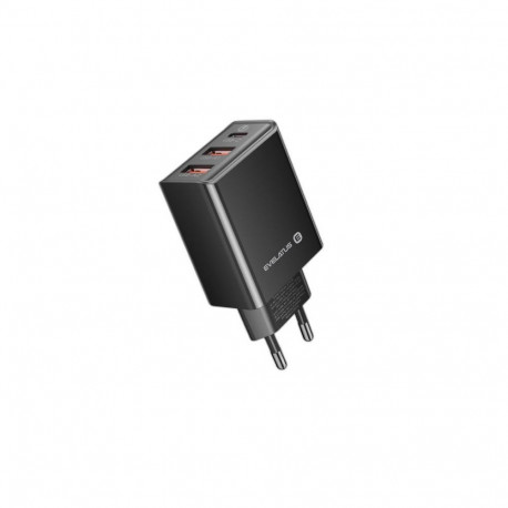 Evelatus Evelatus Travel Charger EU Wall 3 Ports 32W USB-C / USB-A2 ETC06 Black