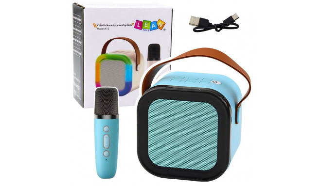 Karaoke komplekt kõlar mikrofon juhtmevaba K12 RGB Bluetooth sinine