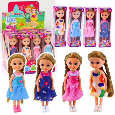 mini nukk pikkade juustega kleidis 15cm mix