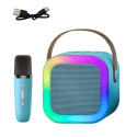 Karaoke komplekt kõlar mikrofon juhtmevaba K12 RGB Bluetooth sinine