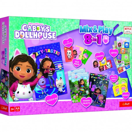 TREFL GABBY´S DOLLHOUSE lauamängude komplekt 8in1 Mix&Play Gabby’s Dollhouse