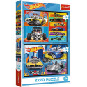 TREFL HOT WHEELS Pužļu komplekts Rotaļu automašīnas, 2x70 gab., 2 x 70 gab.