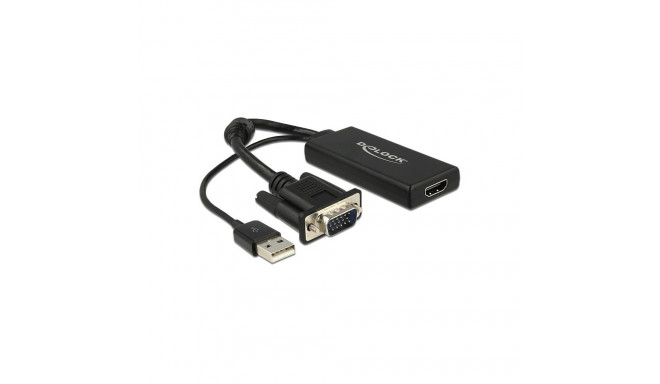 "DELOCK Adapter VGA + Audio zu HDMI mit Kabel schwarz"