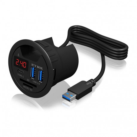 "HUB Tisch-Hub mit 2 Kartenlesern. Ladefunktion und LED Anzeige ICY BOX"