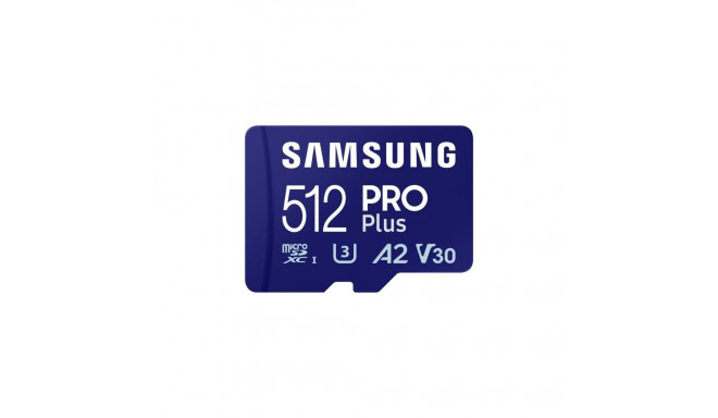 Samsung PRO Plus microSD Card with USB Adapter 512 GB, MicroSDXC, Flash memory class U3, V30, A2