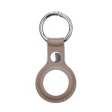 iLike AirTag PU Leather Key Ring Keychain Case Dark Brown