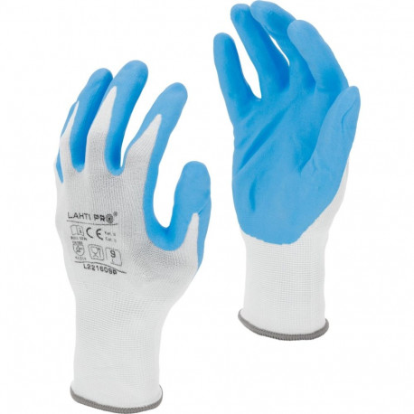 Rękawice nitr. biało-nieb. l221606p, karta, "6", ce, lahti