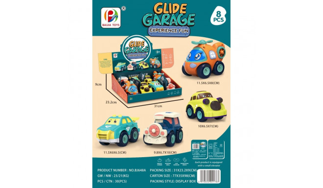 GLIDE GARAGE CAR 4 assortii 8 tk/karp