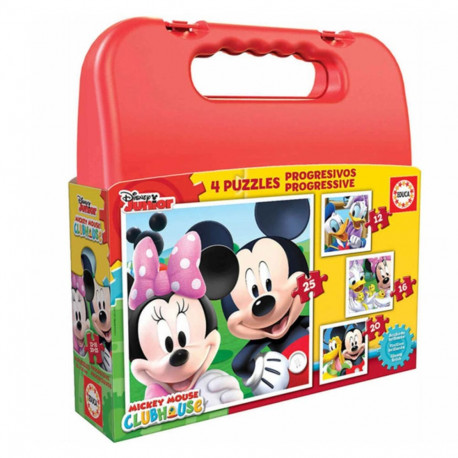 4 Pužļu Komplekts Disney Mickey Mouse Progressive Educa 16505 (12-16-20-25 pcs)