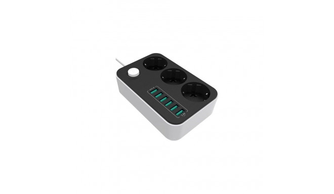 10 A | toitepistik: 3 EU pistikut/6 USB must | CW-CHE36B | must | 1,8 m