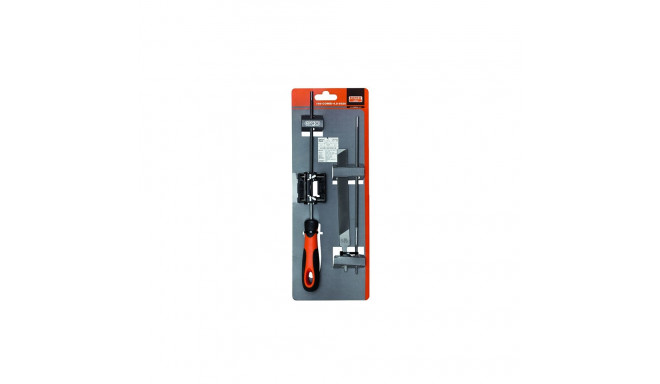 Chainsaw sharpening files set with filing guide (two round and one flat)  4,0mm with handle