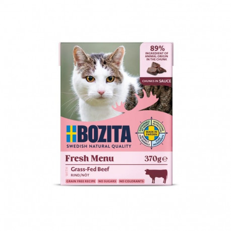 BOZITA märg kassitoit Fresh Menu veiseliha kastmes 370g