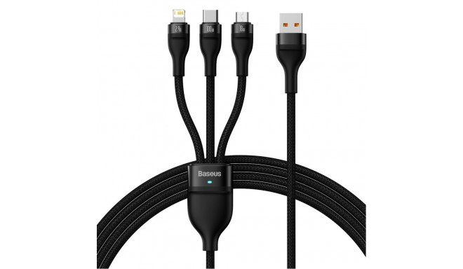 Baseus Baseus Flash Series II cable USB - USB Type C / Lightning / micro USB 100 W 1.2 m black (CASS